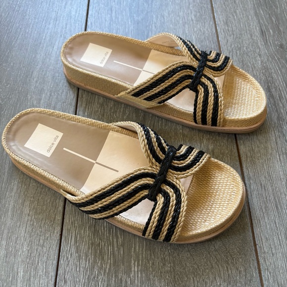 DOLCE VITA raffia sandals SELDA women size 6.5 beachy boho open-toe  EUC - Picture 3 of 7